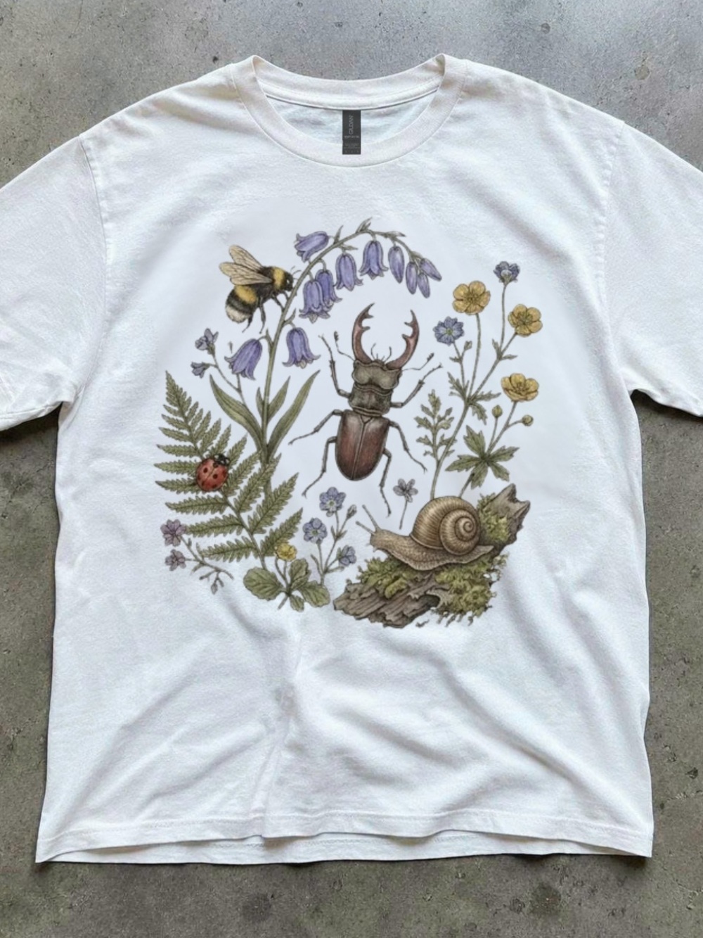 Gildan White Nature Illustration Tee